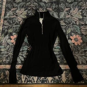 H&M Black Long Sleeve Top with Zip Collar